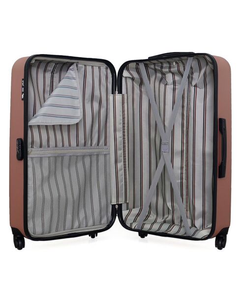Valise Moyen Séjour 4 roues simples Damon 65 cm rose doré
