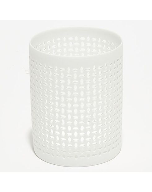 Photophore en Porcelaine Lace blanc - D.7.5xH.9.2 cm