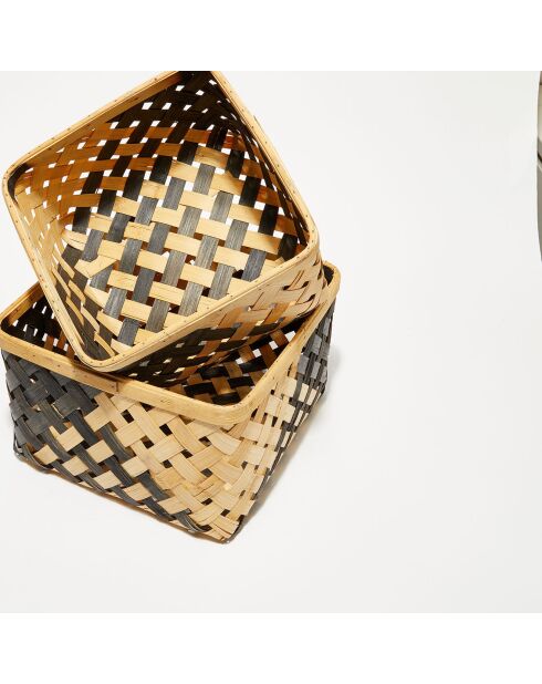 Set de 2 cestas Kiyosu marrón/negro