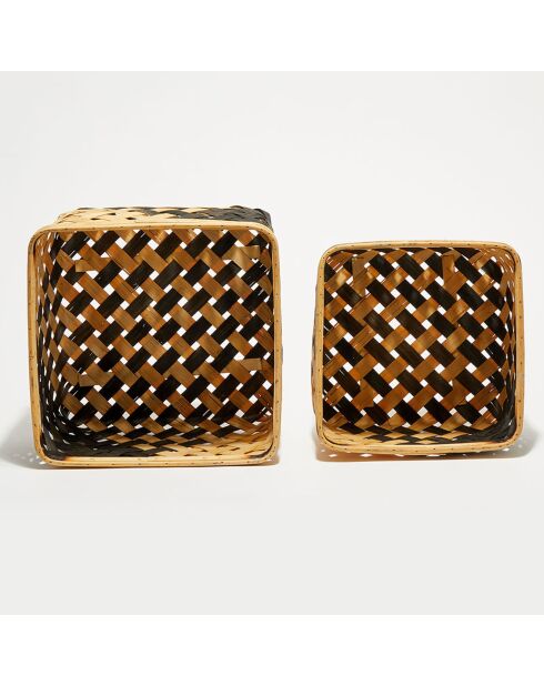 Set de 2 cestas Kiyosu marrón/negro