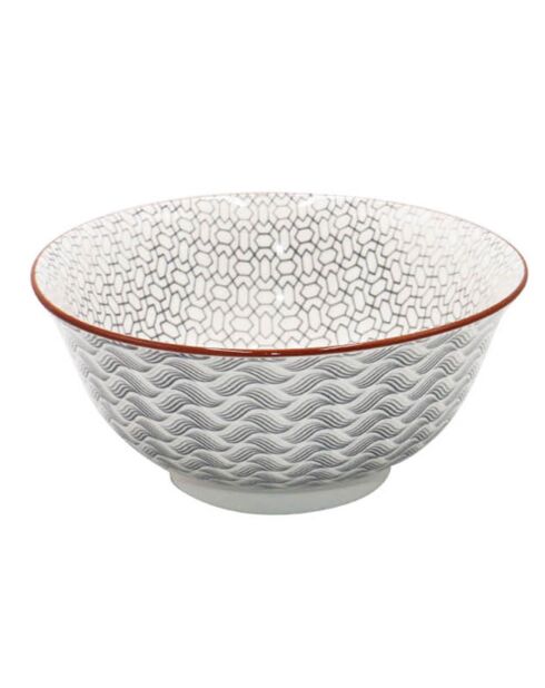 6 kleine, grau/weiße Slow-Porzellanschalen, D.11 cm