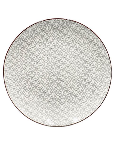 Dessertteller aus Porzellan, langsam, grau/weiß, Durchmesser 20 cm, 6 Stück