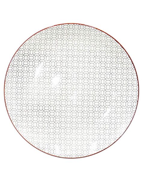 Dessertteller aus Porzellan, langsam, grau/weiß, Durchmesser 20 cm, 6 Stück