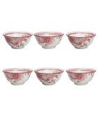 6 Grands bols en Porcelaine Louise rouge/blanc - 15x7 cm