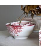 6 Grands bols en Porcelaine Louise rouge/blanc - 15x7 cm
