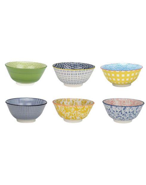 6 Bols en Porcelaine Sabae multicolores - D.15 cm