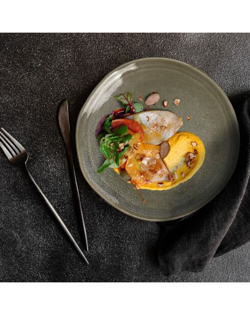 6 Dessertteller aus grauem Zao-Porzellan - D.20,5 cm