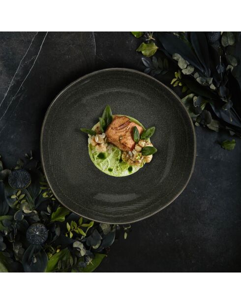 6 Suppenteller aus grauem Zao-Porzellan, 20,3 x 20,1 cm