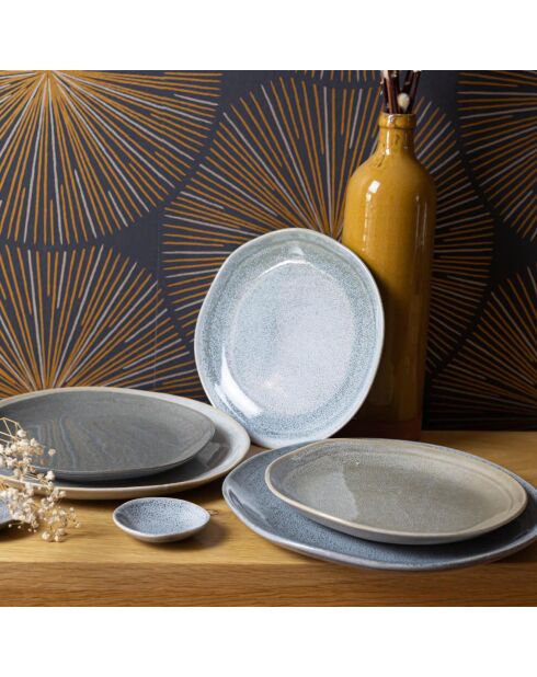 6 Grandes assiettes en Porcelaine Zao grises - D.26 cm