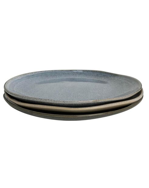 6 Grandes assiettes en Porcelaine Zao grises - D.26 cm