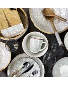 Set de vajilla Slow de porcelana gris/blanca - 18 piezas