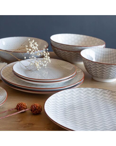 Set de vajilla Slow de porcelana gris/blanca - 18 piezas
