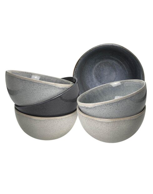 6 Bols en Porcelaine Zao gris - 14.2x7.7 cm