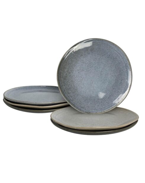 6 Grandes assiettes en Porcelaine Zao grises - D.26 cm