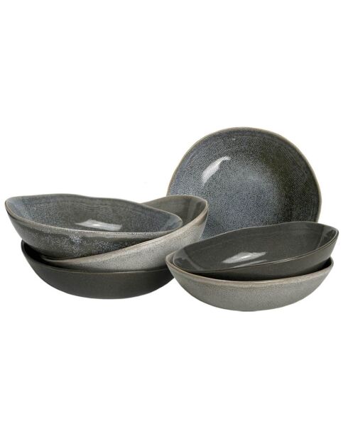 6 Suppenteller aus grauem Zao-Porzellan, 20,3 x 20,1 cm