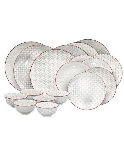 Set de vajilla Slow de porcelana gris/blanca - 18 piezas