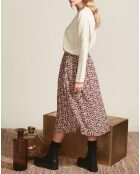 Jupe midi Ariel à motif bordeaux
