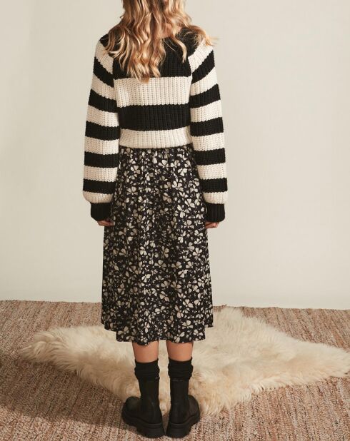 Jupe midi Madelyn à motif noire