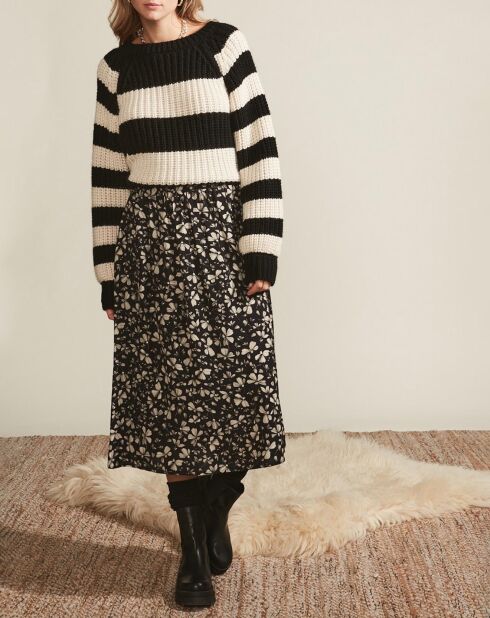 Jupe midi Madelyn à motif noire