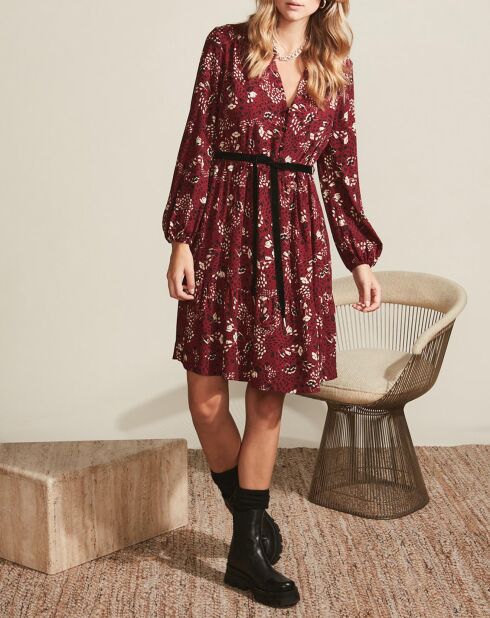 Ornella burgunderfarbenes Kurzes Kleid