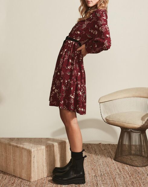 Ornella burgunderfarbenes Kurzes Kleid