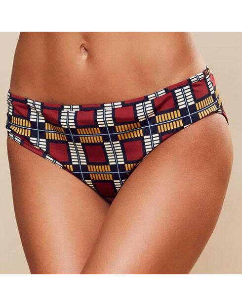 Pantalones de baño Alice con estampado burdeos, amarillo y negro