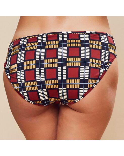 Pantalones de baño Alice con estampado burdeos, amarillo y negro