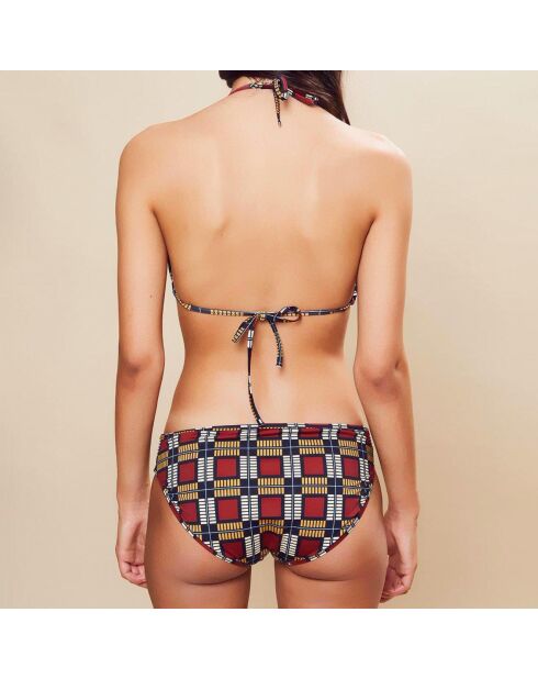 Pantalones de baño Alice con estampado burdeos, amarillo y negro