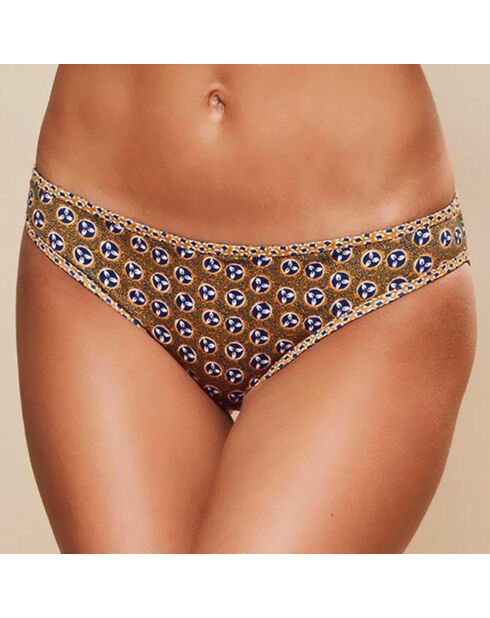 Braguitas de baño Alice con estampado camel/azul marino
