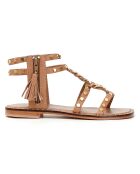 Camel/gouden leren sandalen van Rana