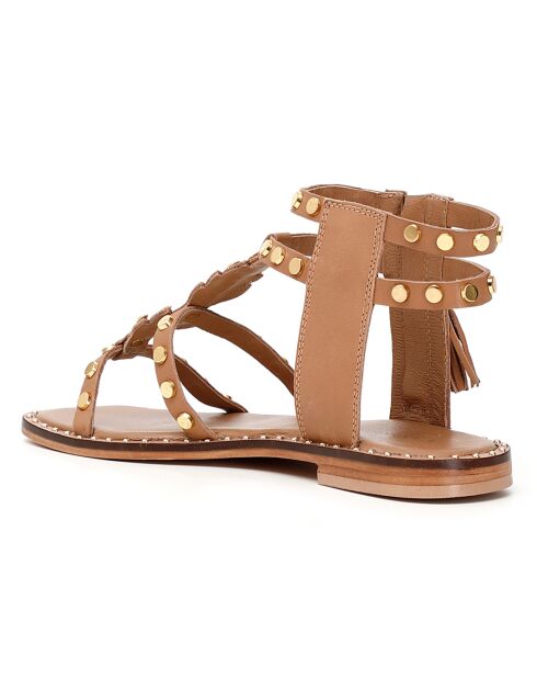 Camel/gouden leren sandalen van Rana