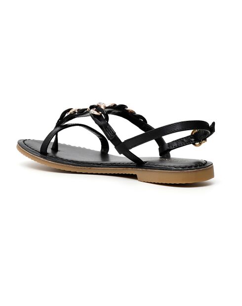 Schwarz/goldene Vimala Ledersandalen