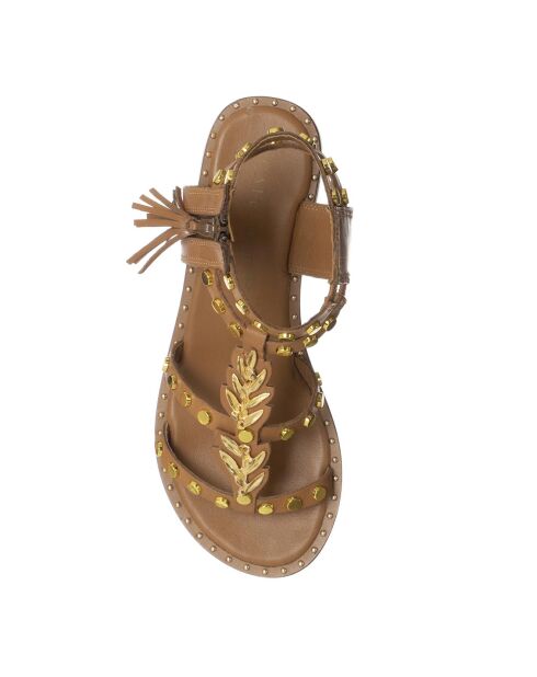 Sandales en Cuir Tiana camel/doré