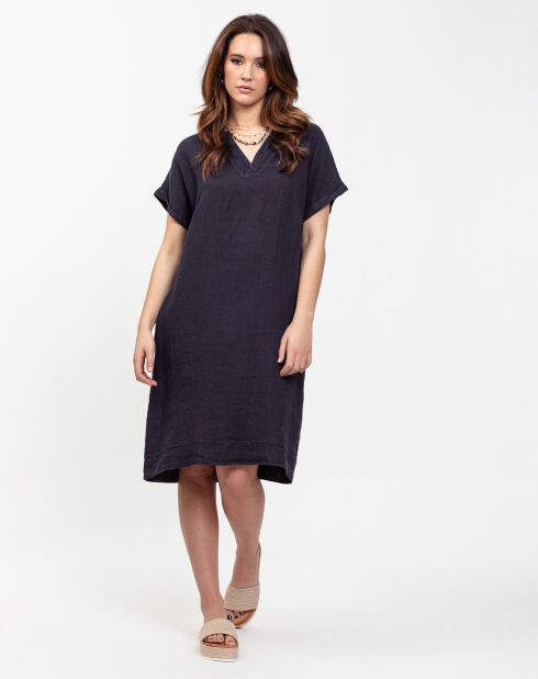 Robe 100% Lin Carla  marine
