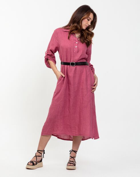Robe 100% Lin Eva fuschia