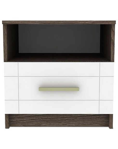 Tenessil Nachttisch mit 1 Schublade dunkle Eiche/Weiß - 50x45x50 cm