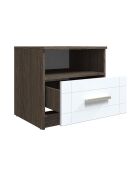 Tenessil Nachttisch mit 1 Schublade dunkle Eiche/Weiß - 50x45x50 cm