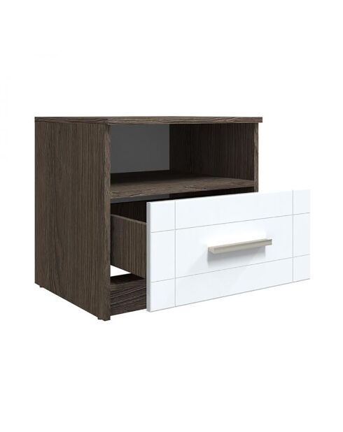 Tenessil Nachttisch mit 1 Schublade dunkle Eiche/Weiß - 50x45x50 cm