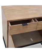 Commode 2 tiroirs et 2 portes battantes Panara chêne clair - 79x44x76 cm