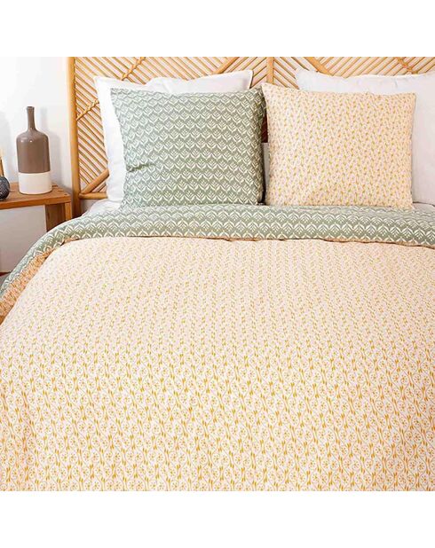 Parure housse de couette 100% Satin de Coton bio Orient verte