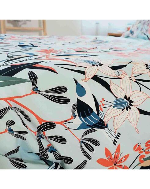 Parure housse de couette Satin de Coton bio Paya bleue