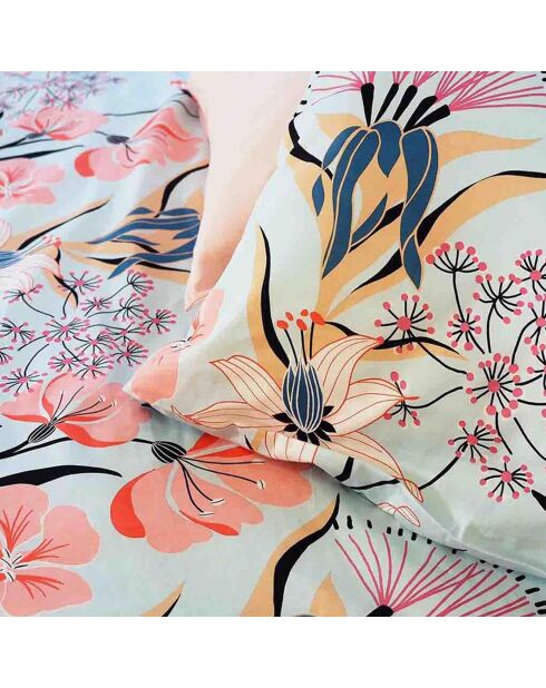 Parure housse de couette Satin de Coton bio Paya bleue