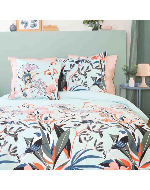 Parure housse de couette Satin de Coton bio Paya bleue