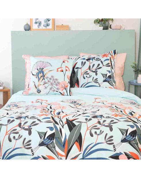 Parure housse de couette Satin de Coton bio Paya bleue