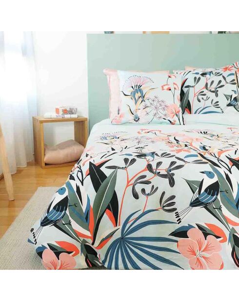 Parure housse de couette Satin de Coton bio Paya bleue