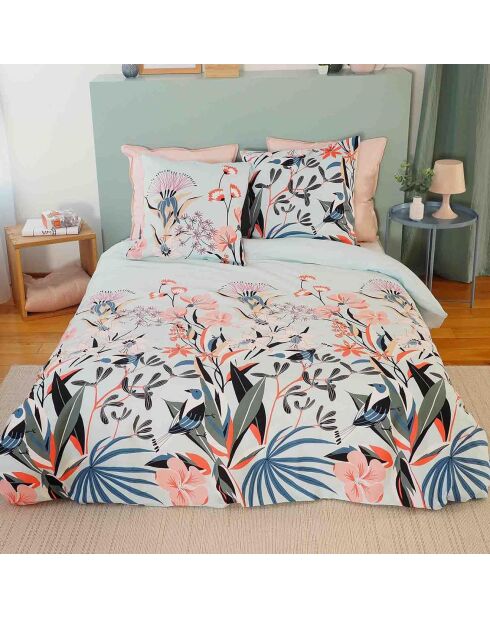 Parure housse de couette Satin de Coton bio Paya bleue