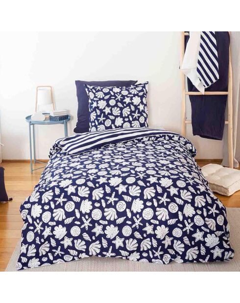 Parure housse de couette Capri réversible bleue