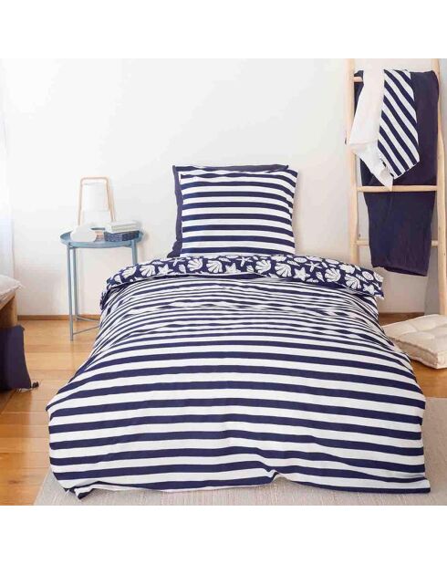 Parure housse de couette Capri réversible bleue