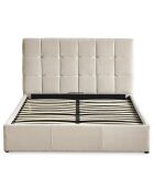 Luftani Doppelbett mit Hubgestell Beiger Samt - 160x200 cm