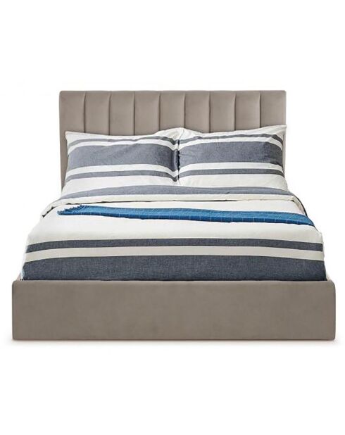 Letto Dream Trunk + base letto in velluto tortora - 160x200 cm